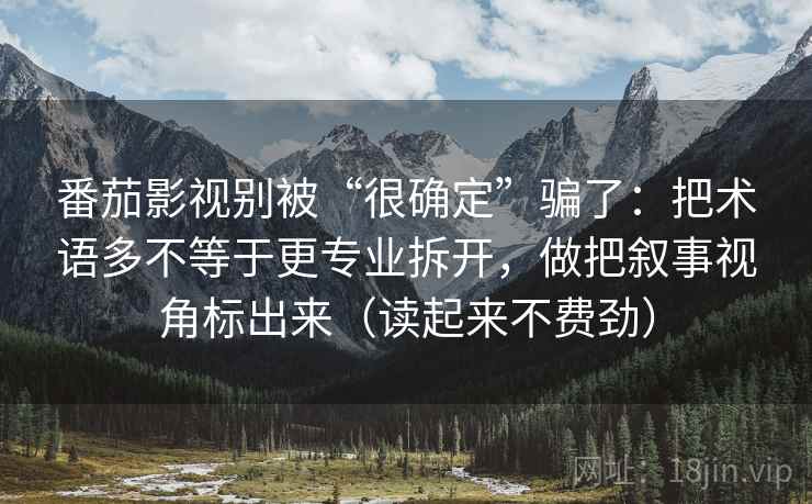 番茄影视别被“很确定”骗了：把术语多不等于更专业拆开，做把叙事视角标出来（读起来不费劲）